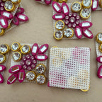 Magenta & Gold Crystal Rhinestone Embellishment Patches (Pack of 25)