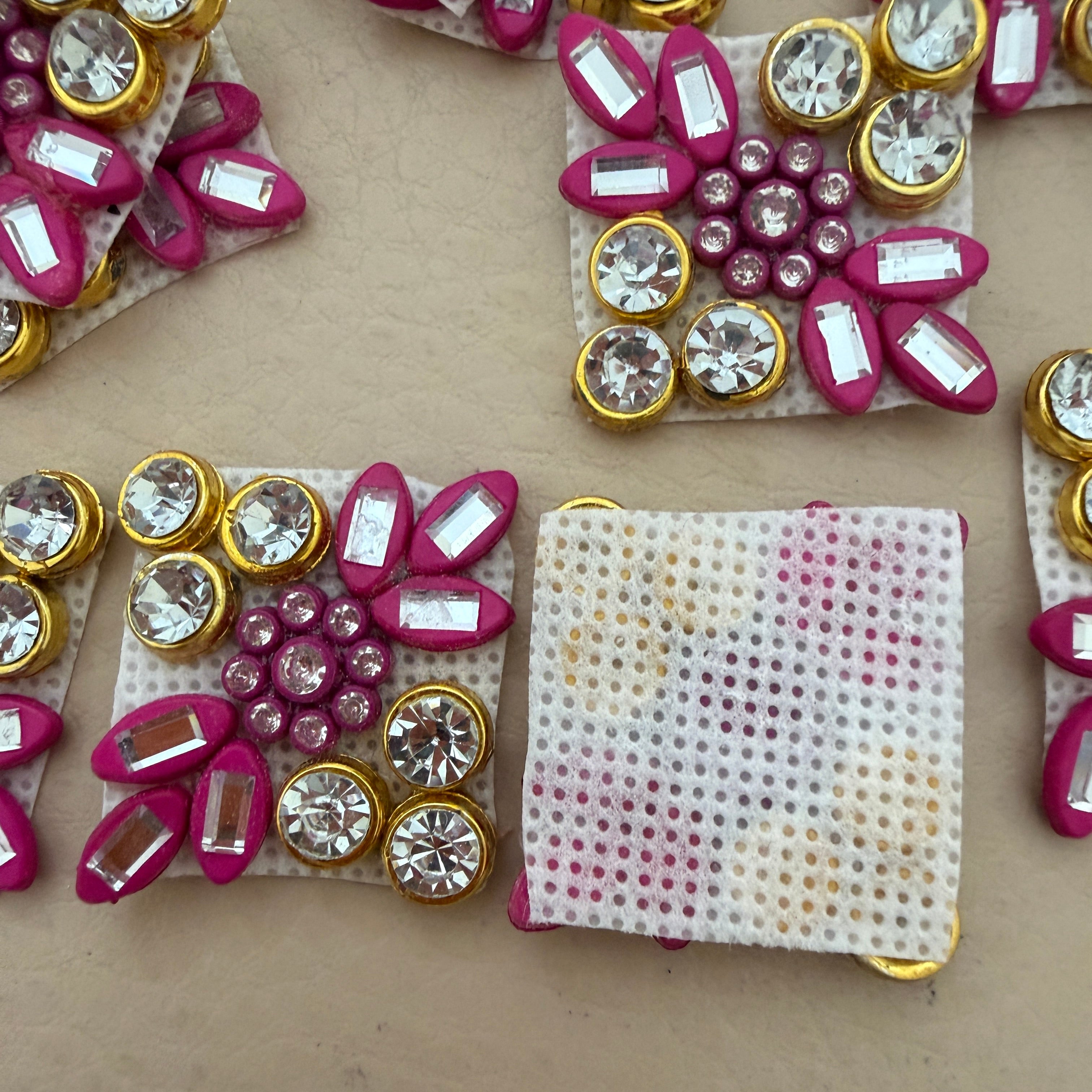 Magenta & Gold Crystal Rhinestone Embellishment Patches (Pack of 25)