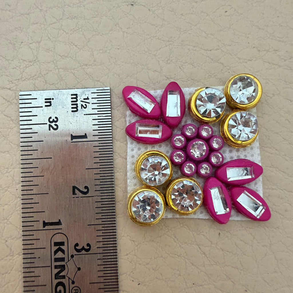 Magenta & Gold Crystal Rhinestone Embellishment Patches (Pack of 25)