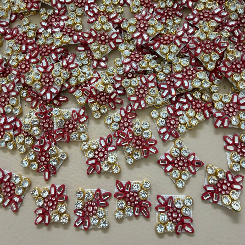 Red Crystal Rhinestone Embellishment Patches - Pack of 25