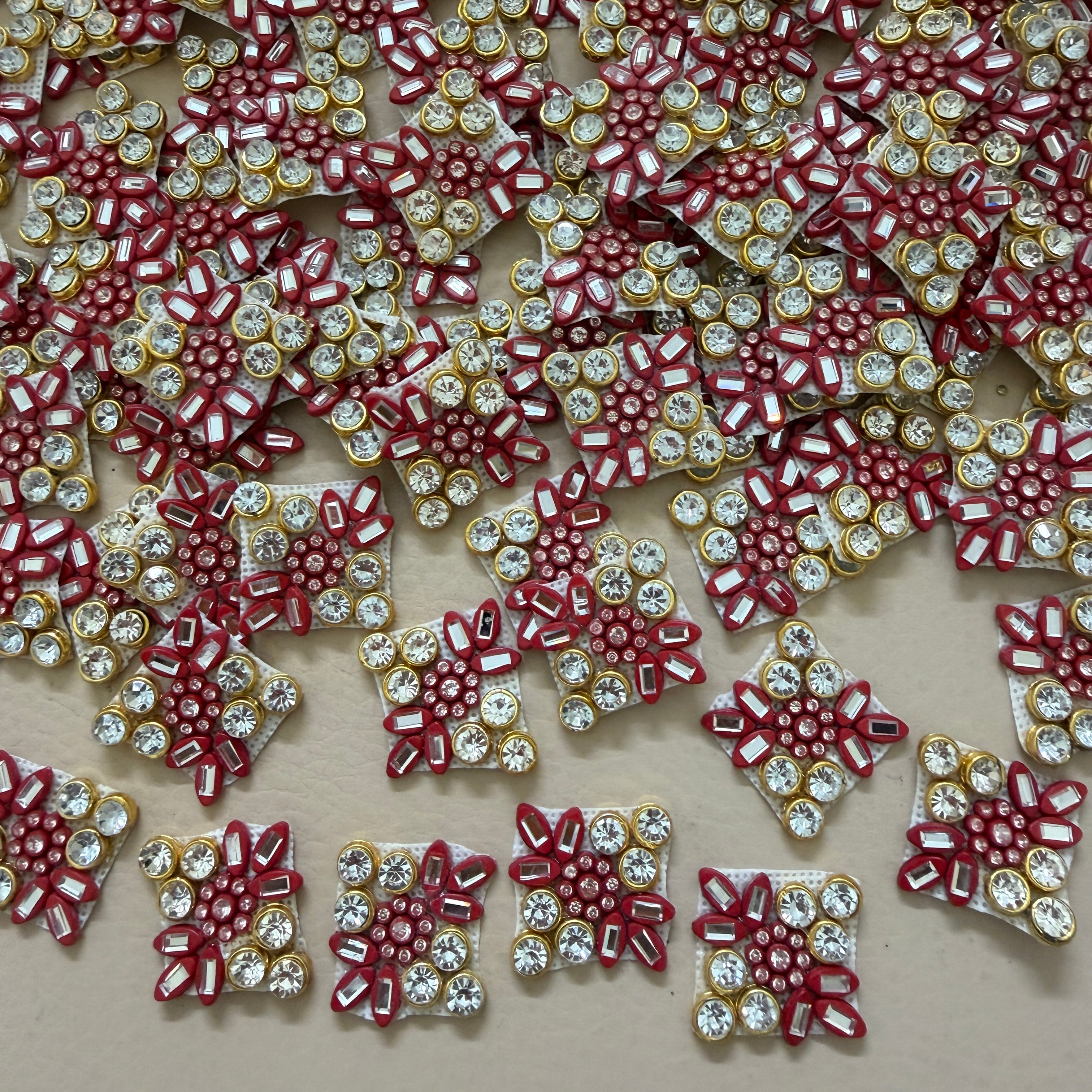 Red Crystal Rhinestone Embellishment Patches - Pack of 25