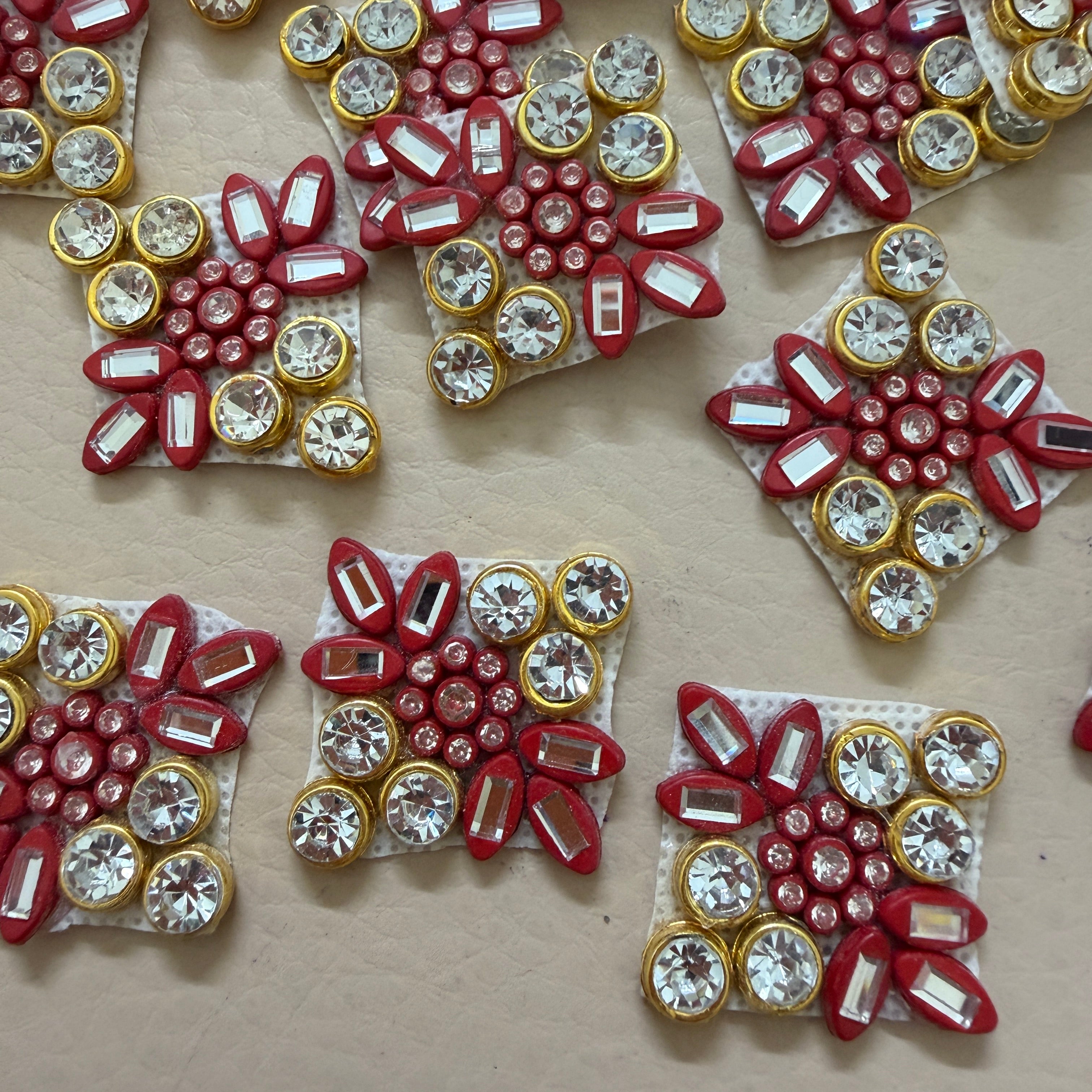 Red Crystal Rhinestone Embellishment Patches - Pack of 25