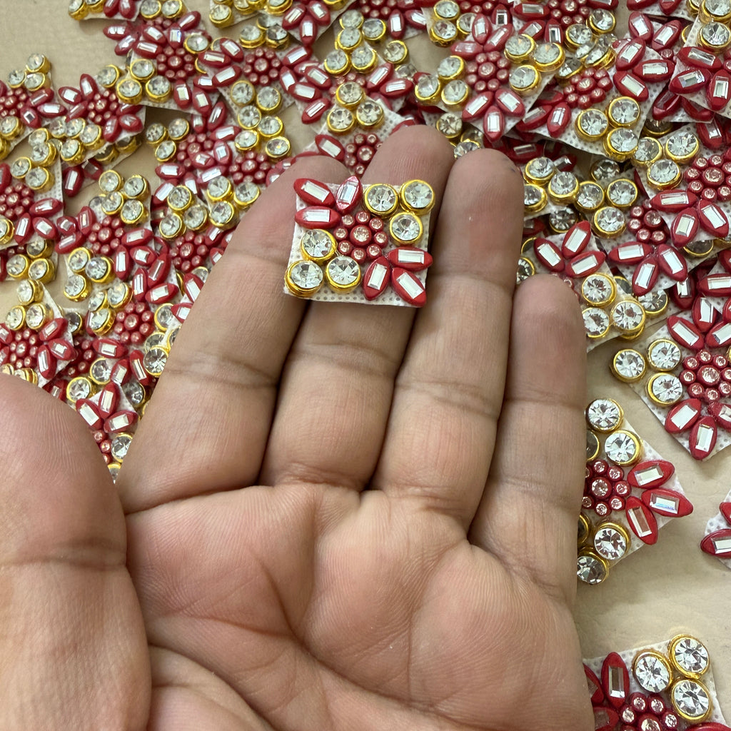 Red Crystal Rhinestone Embellishment Patches - Pack of 25