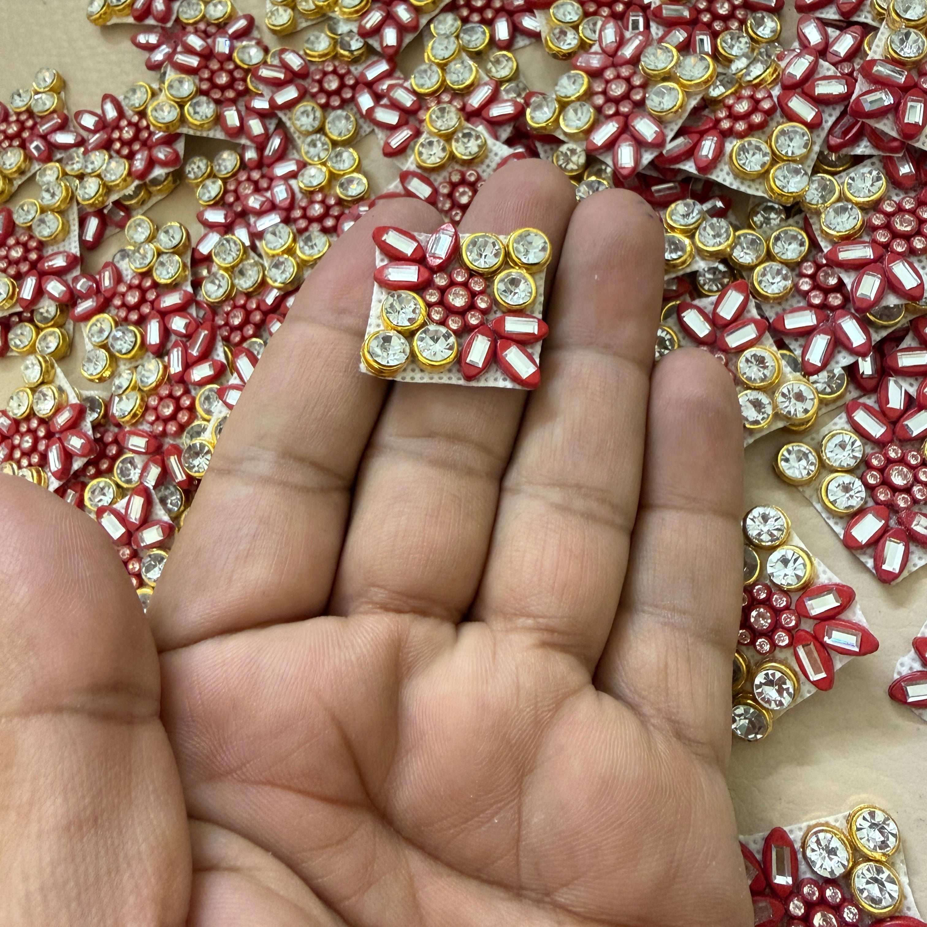 Red Crystal Rhinestone Embellishment Patches - Pack of 25