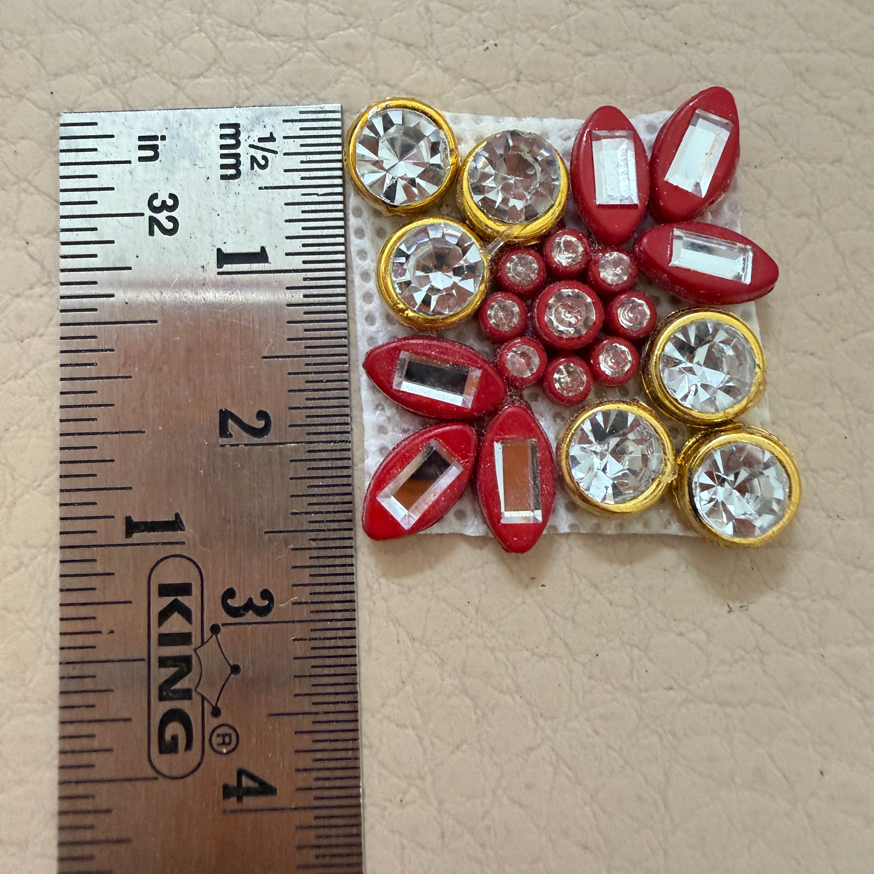 Red Crystal Rhinestone Embellishment Patches - Pack of 25