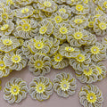 Yellow Floral Pearl & Rhinestone Appliqué Patches – Pack of 10