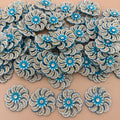 Blue Floral Pearl & Rhinestone Appliqué Patches – Pack of 10