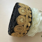 Premium Black & Gold Zari Embroidered Lace Trim Border for Sewing - 9 Yards
