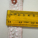 Elegant Peach Pink & Ivory Floral Embroidered Lace Border Trim – 9 Yards.