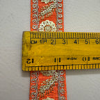 Premium Orange & Gold Embroidered Lace Trim – 9 Yards.