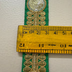 Premium Green & Gold Embroidered Lace Border Trim – 9 Yards.