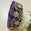 9 Yards Royal Purple & Gold Floral Zari Embroidery Lace Trim.
