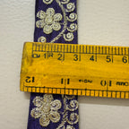 9 Yards Royal Purple & Gold Floral Zari Embroidery Lace Trim.