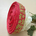 9 Yards Rani Pink & Gold Sequin Floral Embroidery Lace.