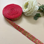 9 Yards Rani Pink & Gold Sequin Floral Embroidery Lace.