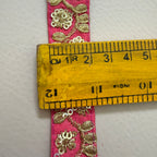 9 Yards Rani Pink & Gold Sequin Floral Embroidery Lace.