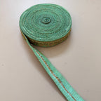9 Yards Seafoam Mint & Gold Sequin Floral Embroidery Lace.
