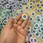 Evil Eye Beaded & Sequin Round Patches – 25 Pieces