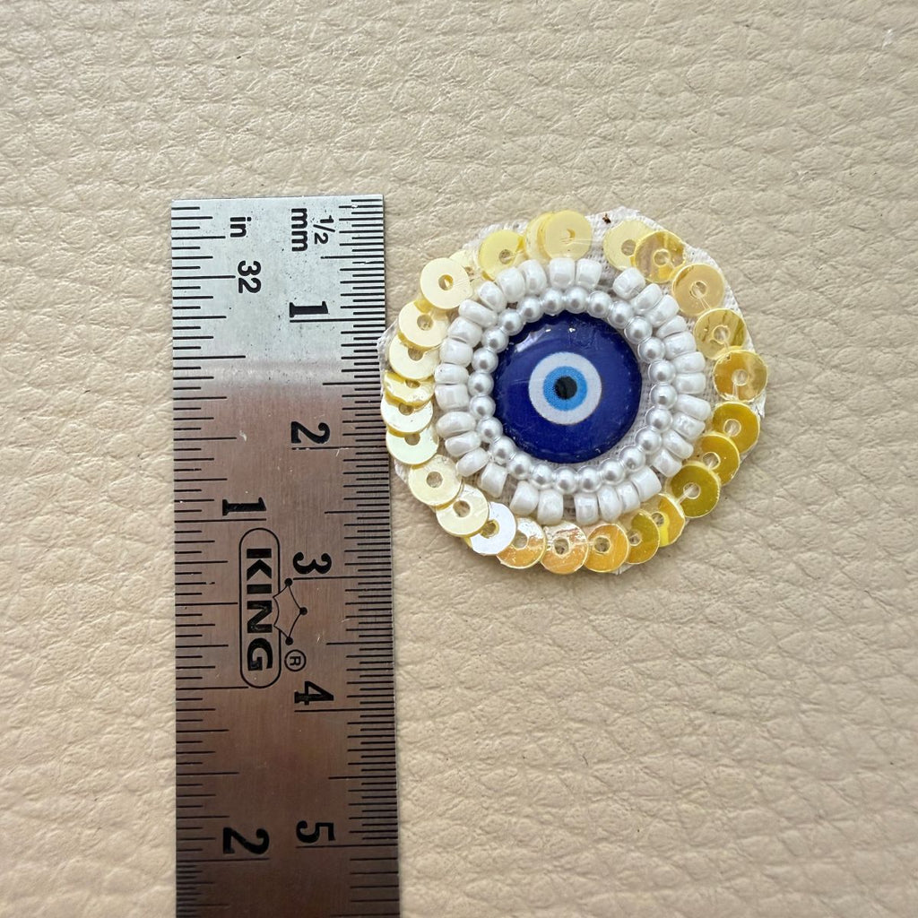 Evil Eye Beaded & Sequin Round Patches – 25 Pieces