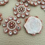 Flower applique front and white mesh fabric backing