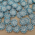 Group of round pale blue floral rhinestone appliques