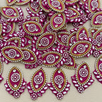 Magenta pink rhinestone pearl applique front and fabric backing