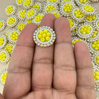 Yellow Bead Rhinestone Circular Patches for Blouses & Lehengas – Pack of 25