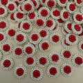 Red Bead Pearl & Rhinestone Circular Applique Patches – Pack of 25