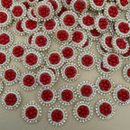 Red Bead Pearl & Rhinestone Circular Applique Patches – Pack of 25