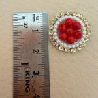 Red Bead Pearl & Rhinestone Circular Applique Patches – Pack of 25