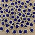 Royal Blue Bead Pearl & Rhinestone Circular Applique Patches – Pack of 25