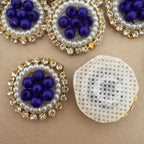 Royal Blue Bead Pearl & Rhinestone Circular Applique Patches – Pack of 25
