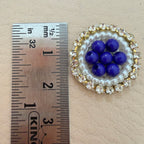 Royal Blue Bead Pearl & Rhinestone Circular Applique Patches – Pack of 25