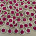 Hot Pink Bead Pearl & Rhinestone Circular Applique Patches – Pack of 25