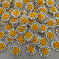 Mustard Yellow Bead Pearl & Rhinestone Circular Sew-On Patches – Pack of 25