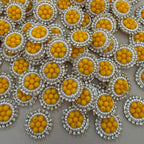 Mustard Yellow Bead Pearl & Rhinestone Circular Sew-On Patches – Pack of 25