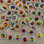 Rainbow Multicolor Bead Pearl & Rhinestone Round Motif Patches – Pack of 25