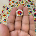 Rainbow Multicolor Bead Pearl & Rhinestone Round Motif Patches – Pack of 25