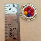 Rainbow Multicolor Bead Pearl & Rhinestone Round Motif Patches – Pack of 25