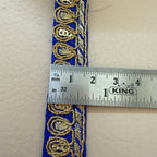 Royal Blue & Gold Zari Teardrop Lace Trim – Sequin Paisley Rope Border | 9 Yards