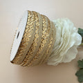 Gold Sequin Braided Lace Trim – Flat Disc Sequin on Zari Cord Border | 9 Yards
