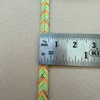 Mint Green Chevron Braided Cord Trim – Orange & Gold Glitter Thread | 9 Yards