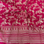 Dola Silk Embroidered Fabric | Magenta Floral Brocade with Sequin Border