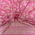 Dola Silk Embroidered Fabric | Dusty Pink Floral Brocade with Sequin Border