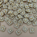 Gold Crystal Pearl Square Embellishment Buttons | Pack of 25