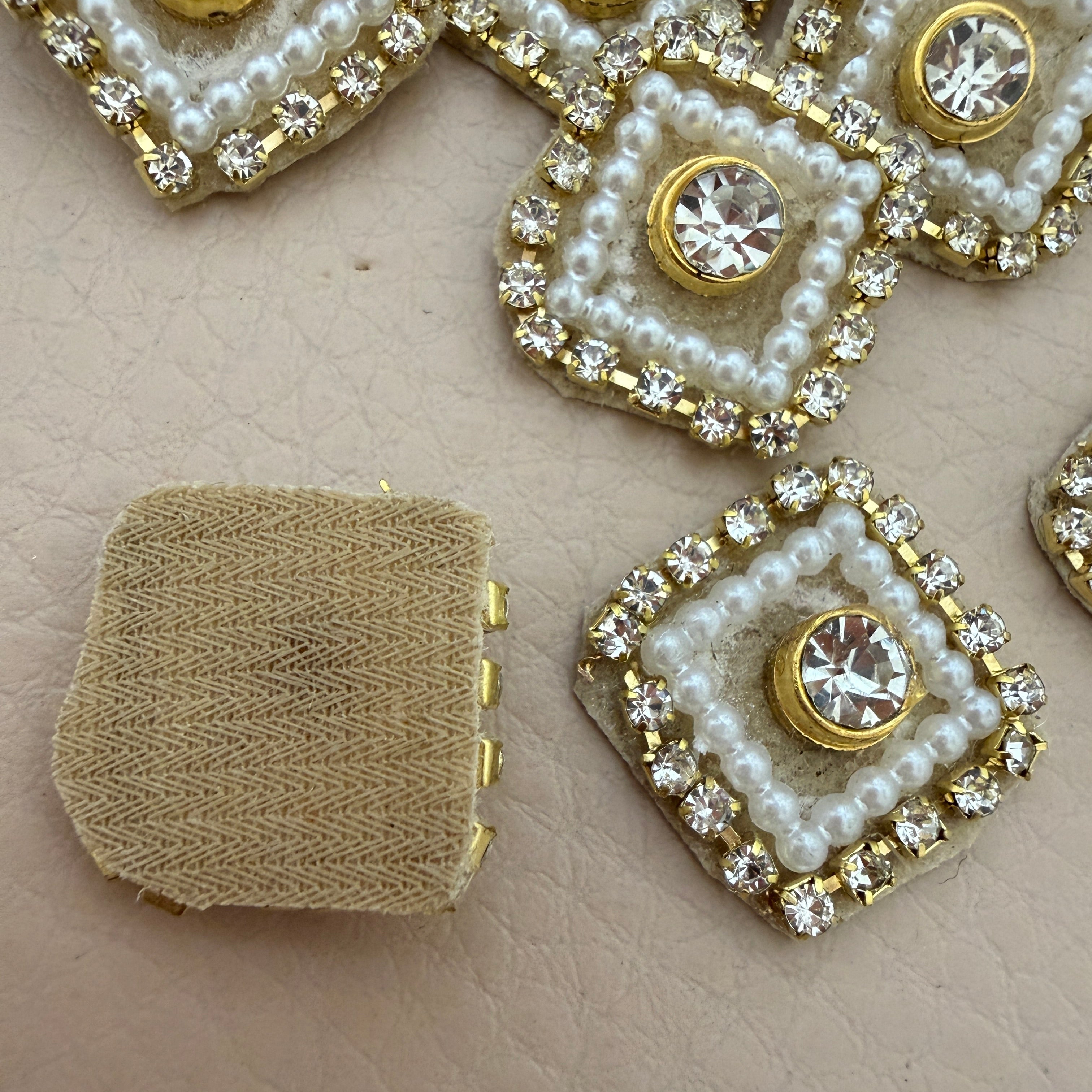 Gold Crystal Pearl Square Embellishment Buttons | Pack of 25