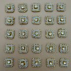 Gold Crystal Pearl Square Embellishment Buttons | Pack of 25