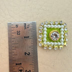 Olive Green Square Crystal Pearl Rhinestone Embellishment Patches | Pack of 25
