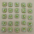 Olive Green Square Crystal Pearl Rhinestone Embellishment Patches | Pack of 25