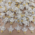 White Pearl & Crystal Leaf Motif Rhinestone Applique Patch – Pack of 25